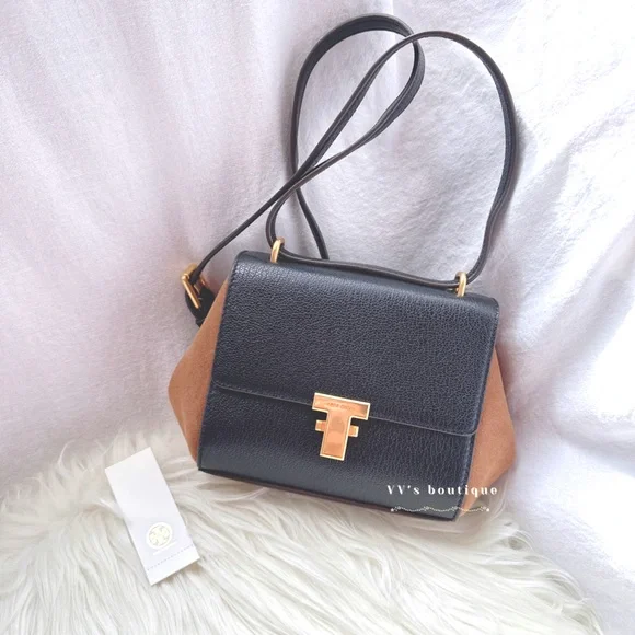 NWT Tory Burch Juliette Mixed Leather Mini Crossbody Shoulder Bag Black  84761